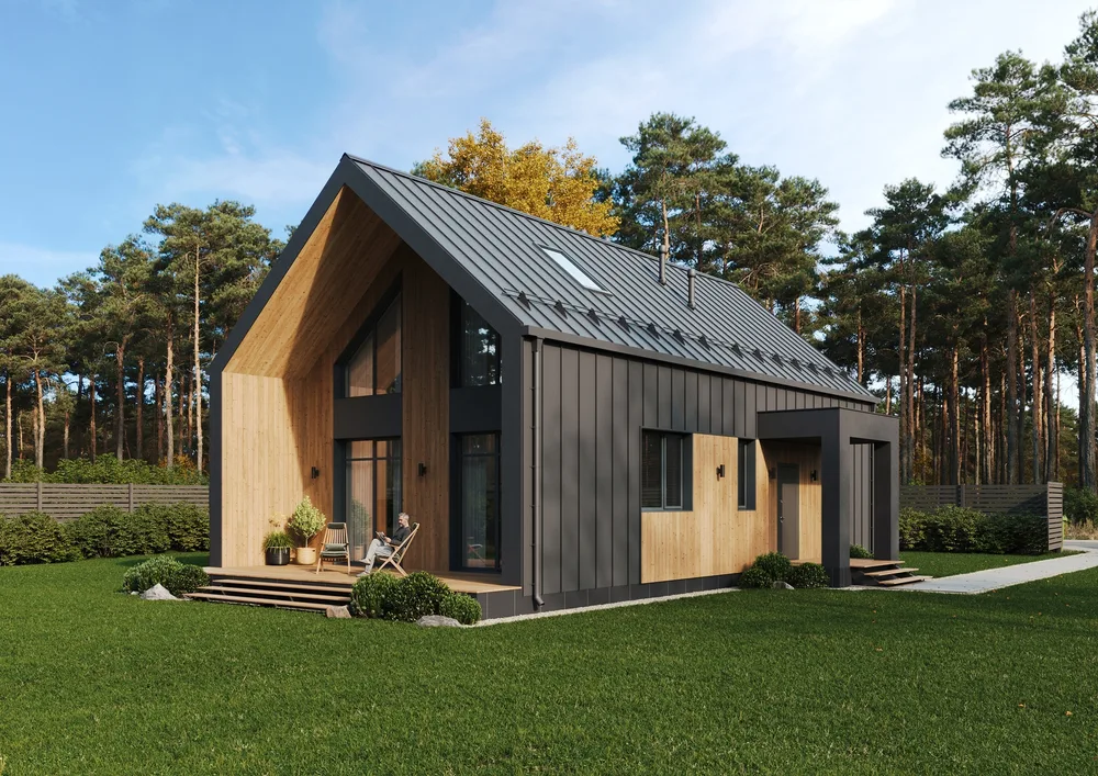 Contemporary timber and stone exterior